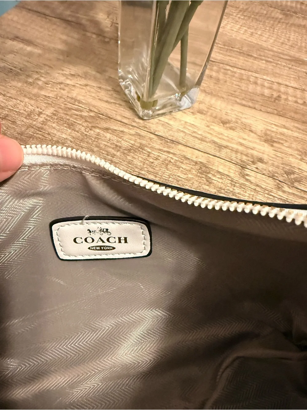 Coach White and Pink Floral Mini Shoulder Bag